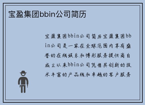 宝盈集团bbin公司简历